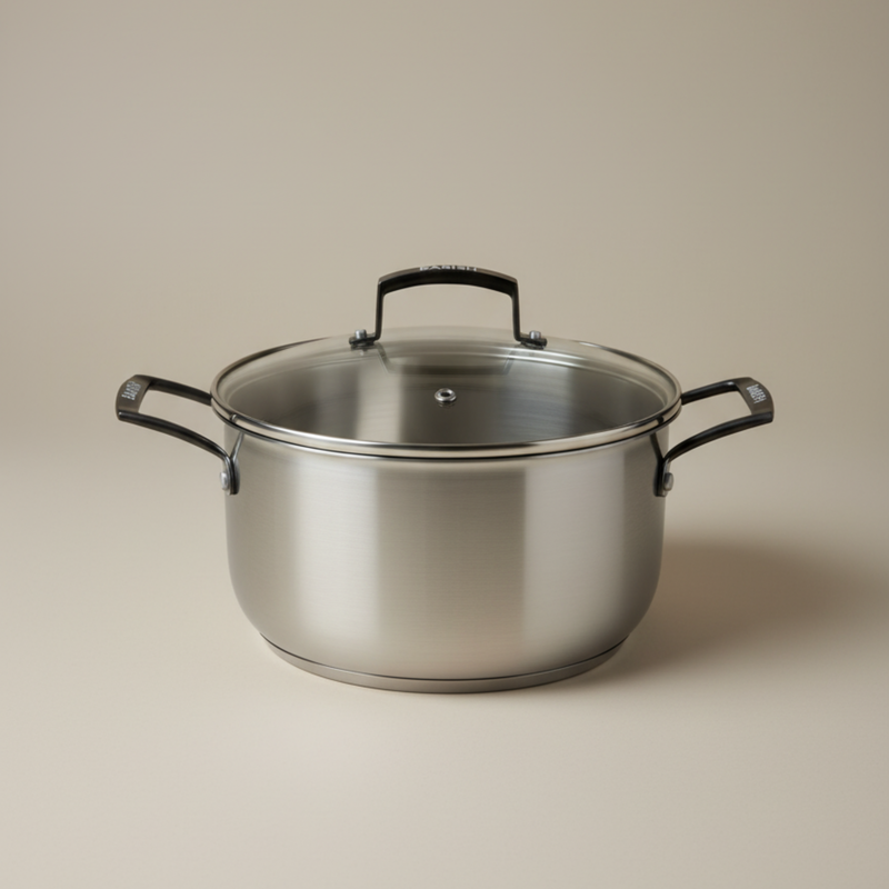 Babish 6qt Stainless Steel Dutch Oven w/ Glass Lid - Open Stock w/ Color Sleeve