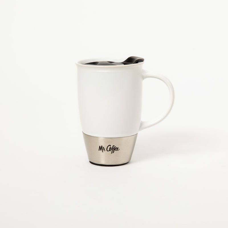 Mr. Coffee Coupleton 15oz Travel Cup w/ Lid - Stainless Steel & Stoneware - Open Stock: White