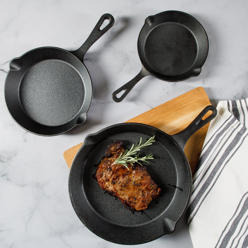 Gibson Home General Store Addlestone 3 pc Preseason Cast Iron Skillet Set - Gift Box