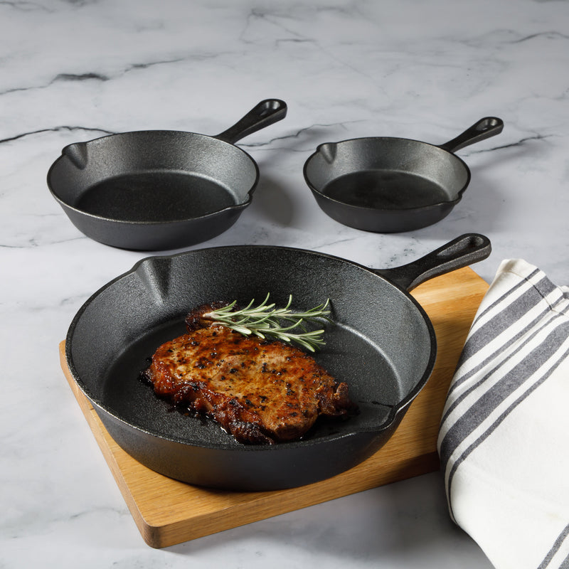 Gibson Home General Store Addlestone 3 pc Preseason Cast Iron Skillet Set - Gift Box