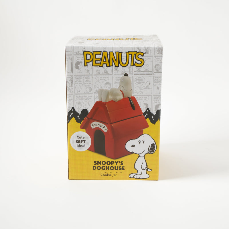 Peanuts Snoopy's Doghouse 11.2" Figural Cookie Jar - Hand Painted - Ceramic - Gift Box w/ Remailer