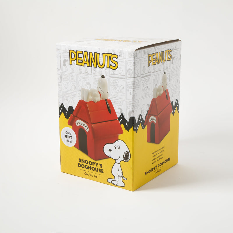 Peanuts Snoopy's Doghouse 11.2" Figural Cookie Jar - Hand Painted - Ceramic - Gift Box w/ Remailer