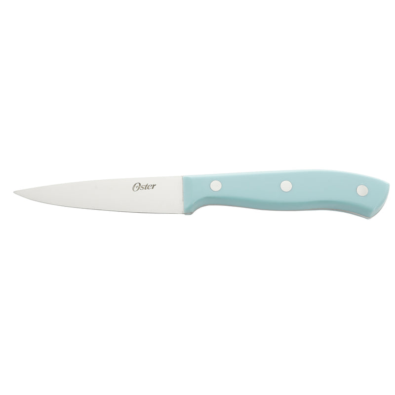 Oster Evansville 14pc Stainless Steel Cutlery Set w/ Rubberwood Block - Plastic Handle - Polished - Gift Box