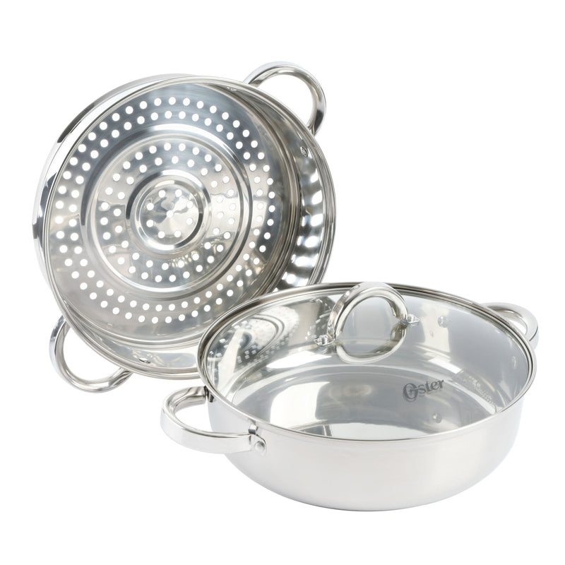 Oster Sangerfield 11" Stainless Steel Everyday Pan w/ Steamer & Lid - Encapsulated Base - Gift Box