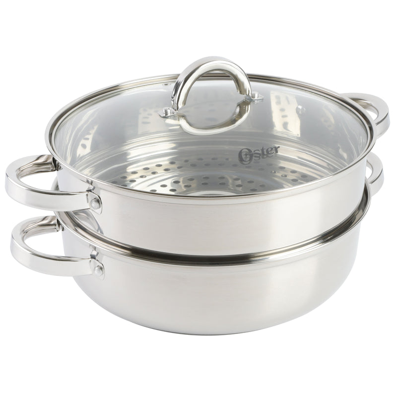 Oster Sangerfield 11" Stainless Steel Everyday Pan w/ Steamer & Lid - Encapsulated Base - Gift Box