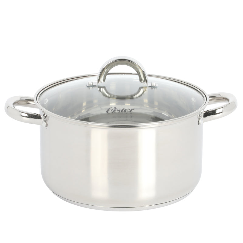 Oster Sangerfield 12 pc Stainless Steel Cookware Set w/ Kitchen Tools - Encapsulated Base - Gift Box w/ Remailer