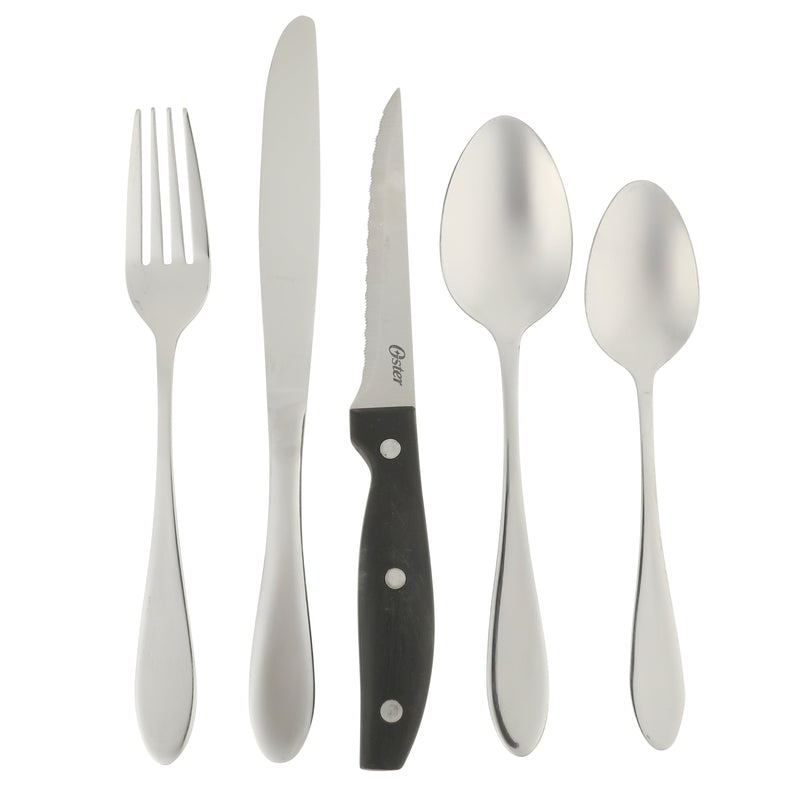 Oster Silvermist 20pc Flatware Set w/ Steak Knives - Stainless Steel - Open Window Gift Box
