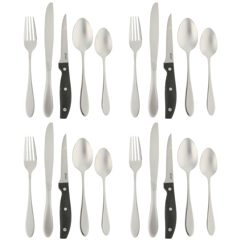 Oster Silvermist 20pc Flatware Set w/ Steak Knives - Stainless Steel - Open Window Gift Box