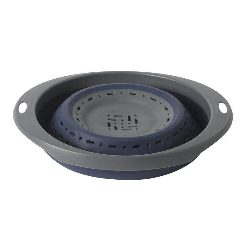 Oster Bluemarine 10" Foldable Strainer - Round - Blue/Grey - PP/TPR - Color Sleeve