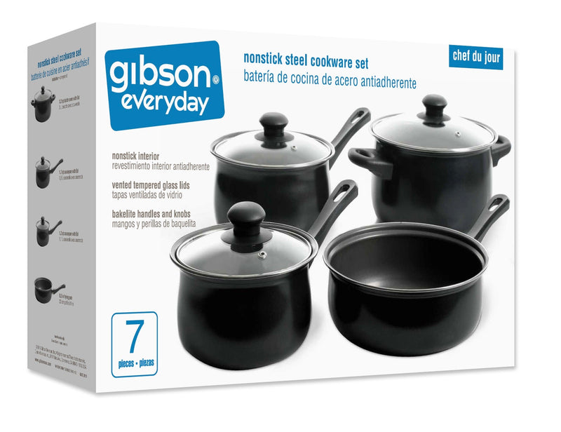 Gibson Everyday Chef Du Jour 7pc Carbon Steel Cookware Set - Gift Box