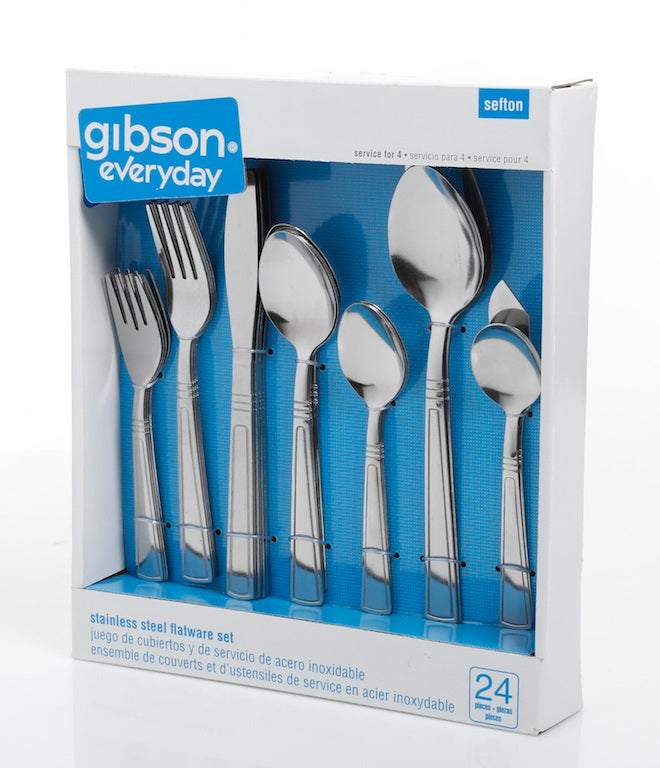 Gibson Everyday Sefton 24pc Stainless Steel Flatware Set - Gift Box