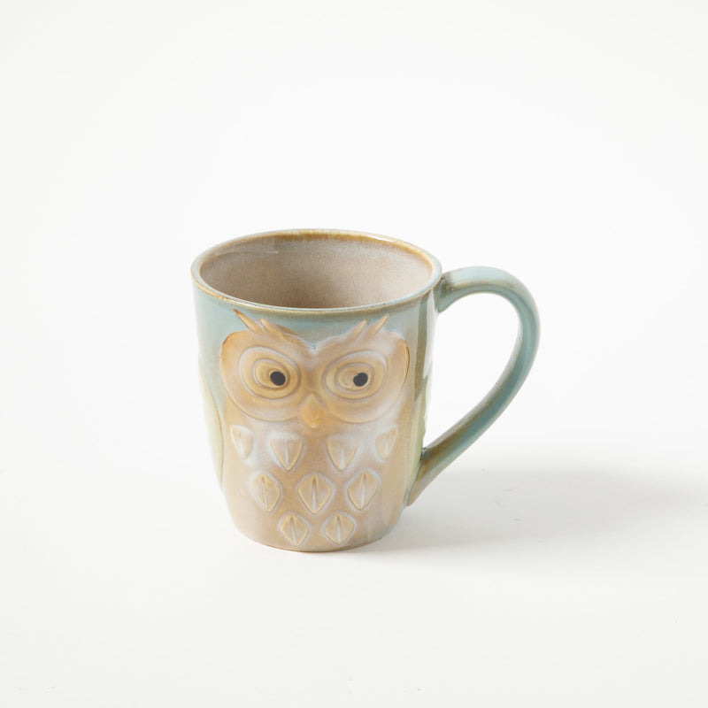 Gibson Home Owl City 17oz Mug - 4 Assorted Designs - Hand Painted - Reactive - Stoneware - Open Stock
