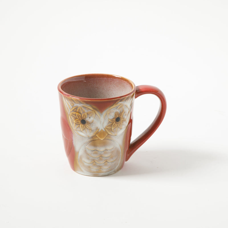Gibson Home Owl City 17oz Mug - 4 Assorted Designs - Hand Painted - Reactive - Stoneware - Open Stock