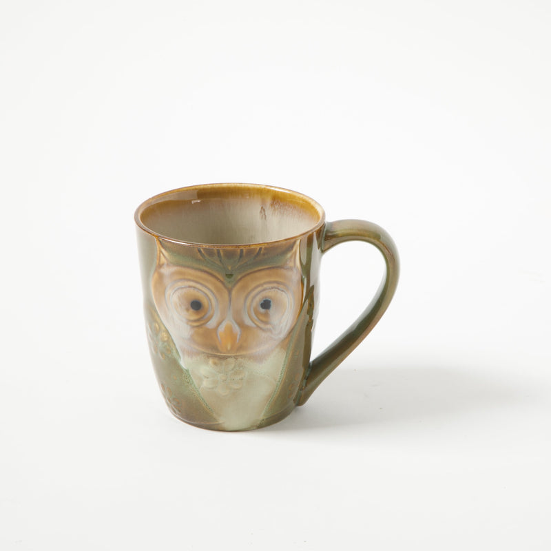 Gibson Home Owl City 17oz Mug - 4 Assorted Designs - Hand Painted - Reactive - Stoneware - Open Stock