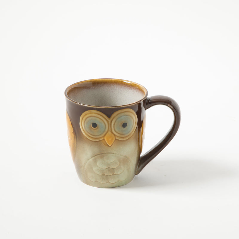 Gibson Home Owl City 17oz Mug - 4 Assorted Designs - Hand Painted - Reactive - Stoneware - Open Stock