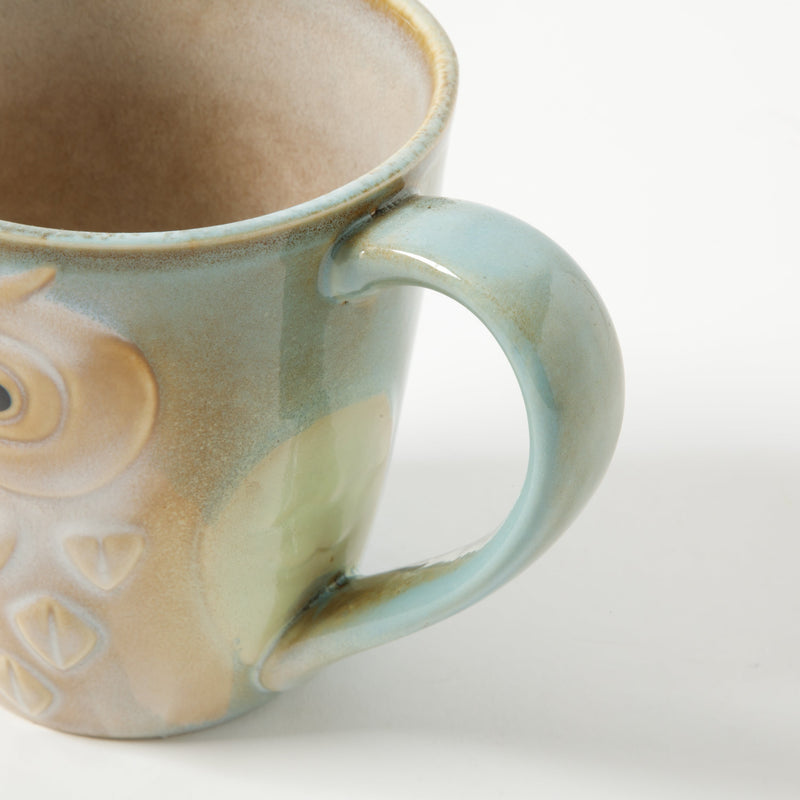 Gibson Home Owl City 17oz Mug - 4 Assorted Designs - Hand Painted - Reactive - Stoneware - Open Stock