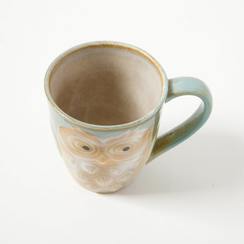 Gibson Home Owl City 17oz Mug - 4 Assorted Designs - Hand Painted - Reactive - Stoneware - Open Stock