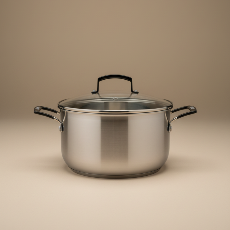 Babish 6qt Stainless Steel Dutch Oven w/ Glass Lid - Open Stock w/ Color Sleeve
