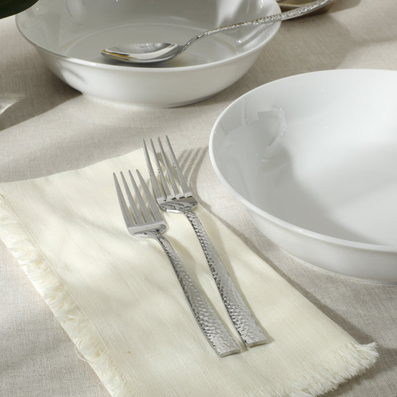 Gibson Home Royal Brighton 20pc Flatware Set - Hammered - Mirror Polished - Stainless Steel - Gift Box