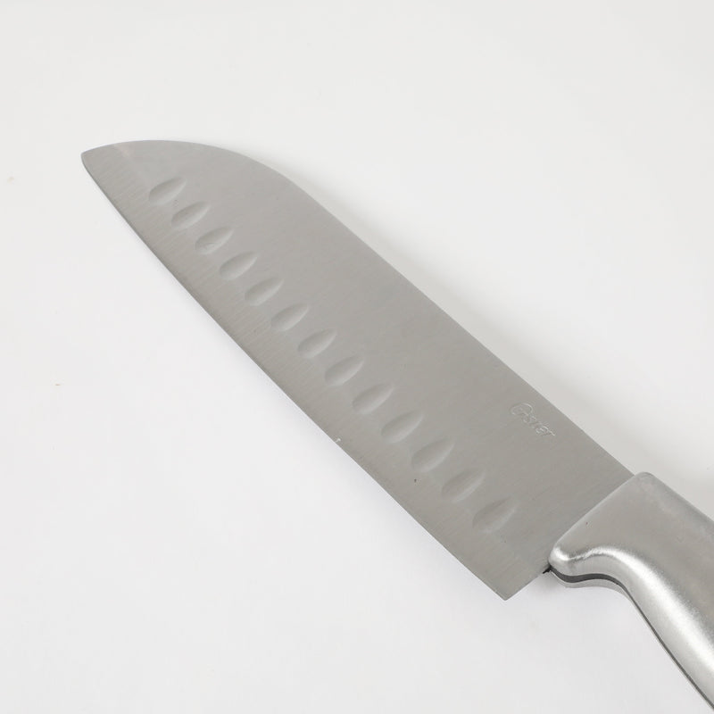 Oster Baldwyn 2pc Stainless Steel Santoku Knives Set - Stainless Steel Handle - Clam Pack