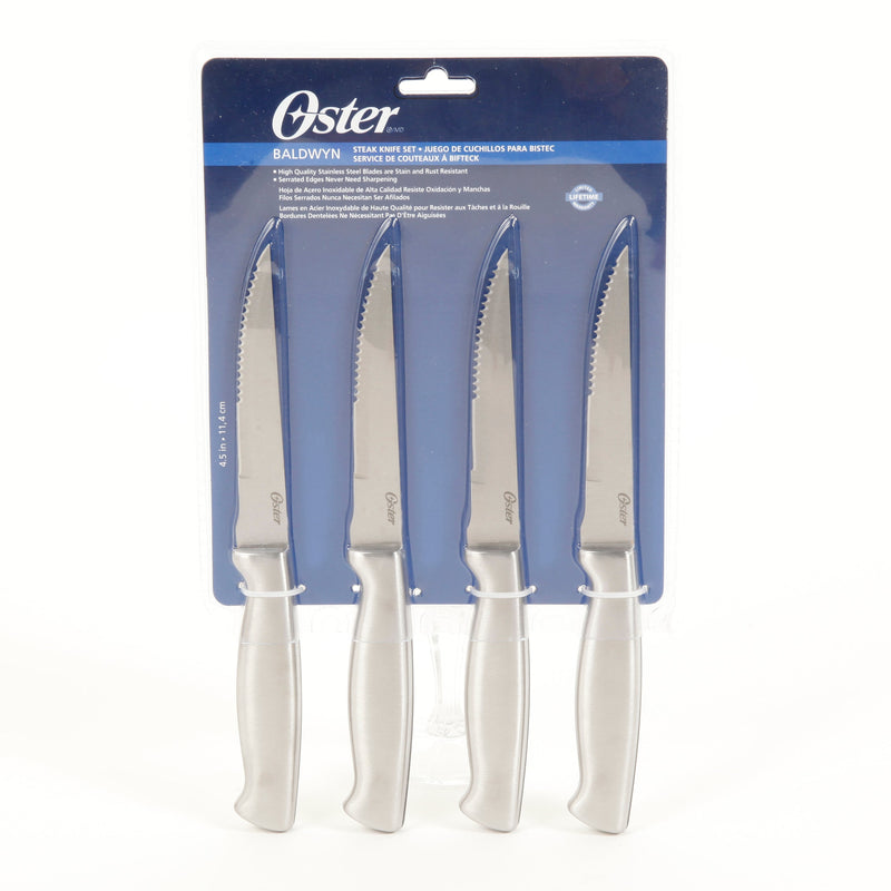 Oster Baldwyn 4pc 4.5" Stainless steel Steak Knives Set - Clam Pack