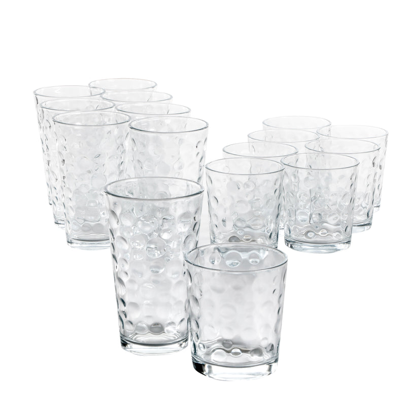 Gibson Home Great Foundations 16pc Glass Tumbler & DOF Set - Bubbles Pattern - Clear - Gift Box