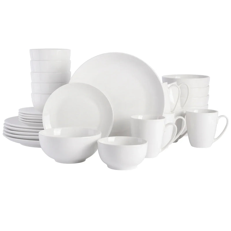 Gibson Home Ogalla 30pc Dinnerware Set - Coupe Shape - White - Fine Ceramic - Gift Box