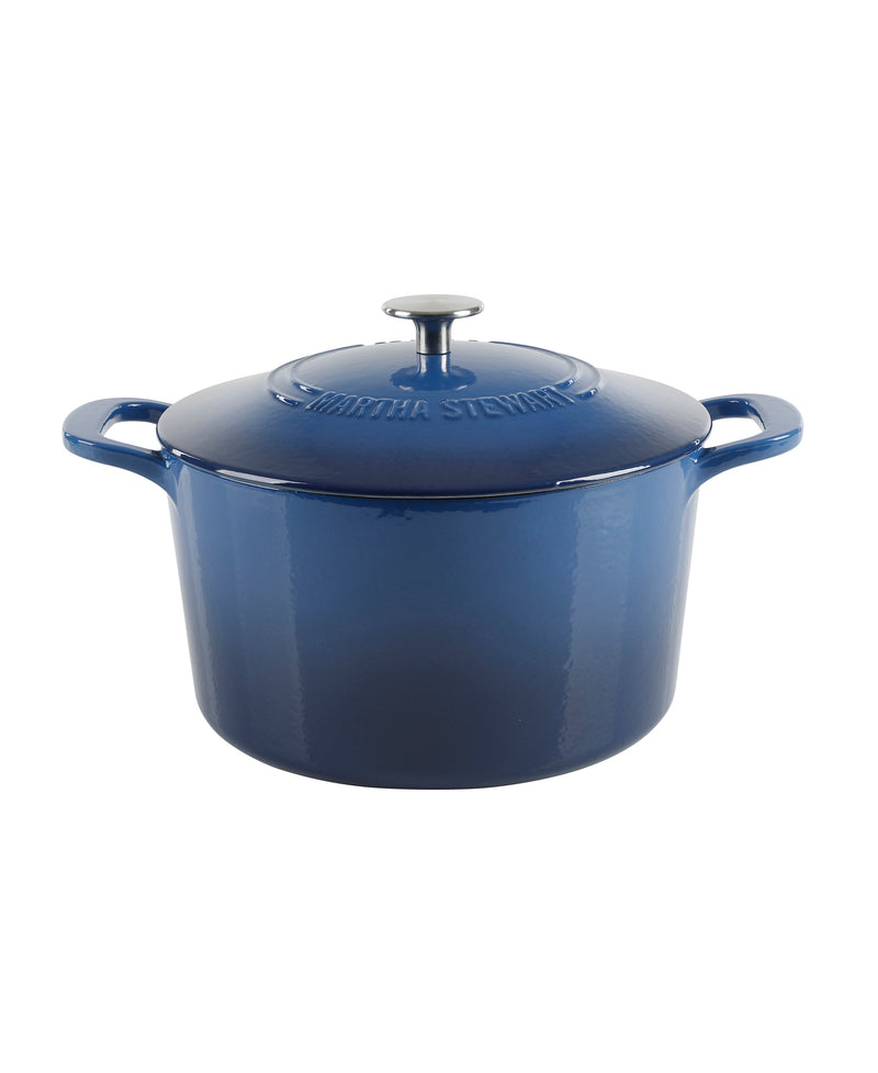 Martha Stewart Gatwick 7qt Enamel Cast Iron Dutch Oven w/ Lid - Classic Blue / Gunmetal Gray / Martha Blue / White / Yellow