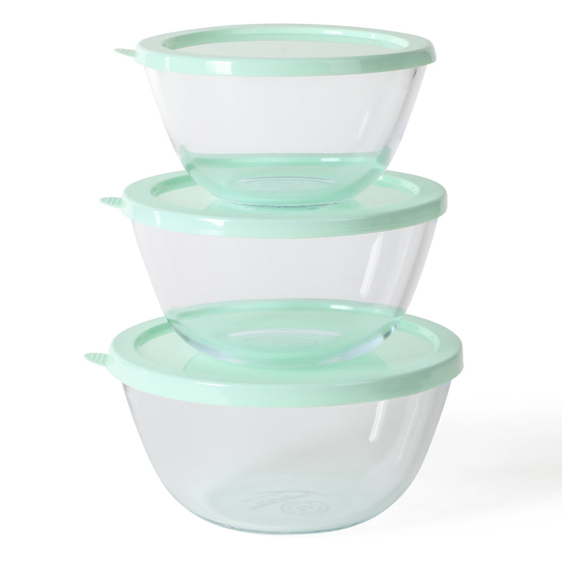 Martha Stewart Summersol 6pc Borosilicate Glass Mixing Bowls w/ PP Lids - Martha Blue - Round - Gift Box
