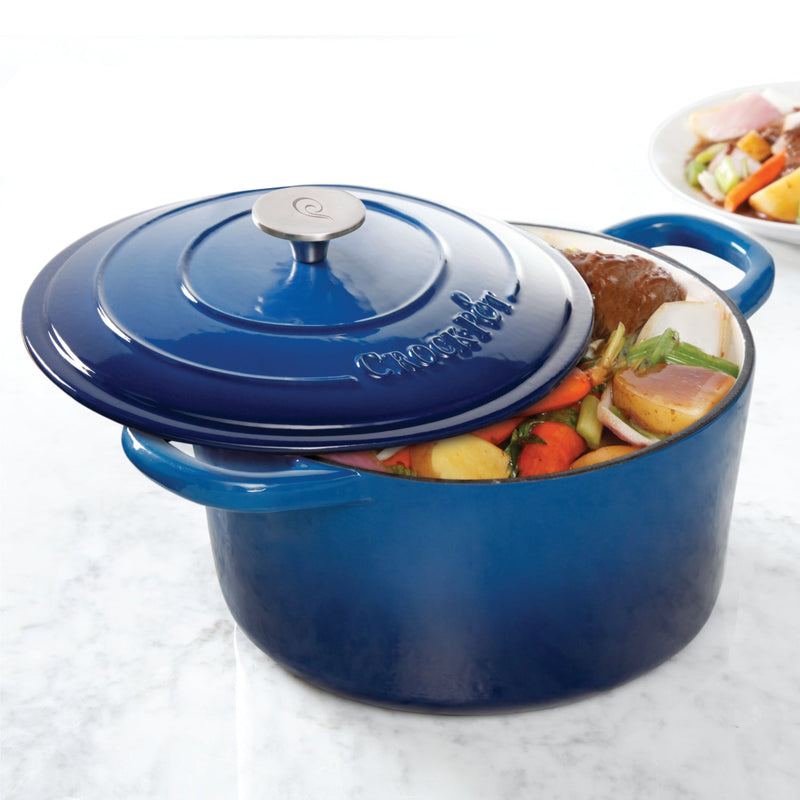 Crock-Pot Artisan 7qt Enamel Cast Iron Dutch Oven w/ Lid - Gift Box - Scarlet Red / Slate Grey / Sapphire Blue