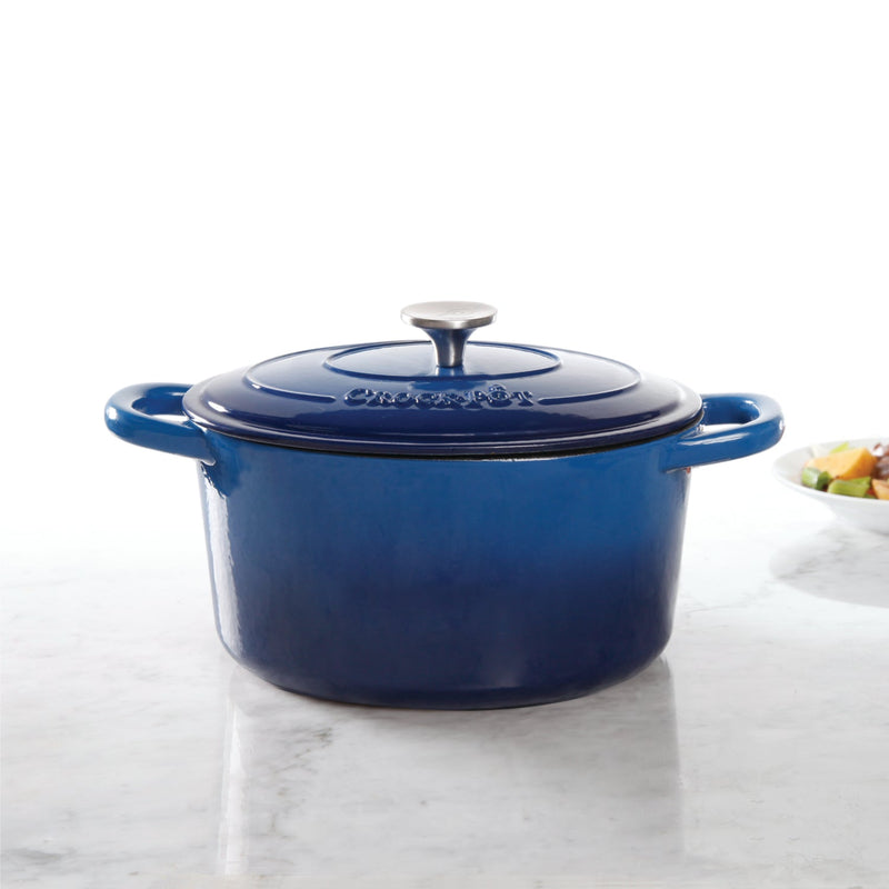 Crock-Pot Artisan 7qt Enamel Cast Iron Dutch Oven w/ Lid - Gift Box - Scarlet Red / Slate Grey / Sapphire Blue