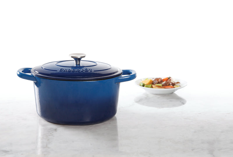 Crock-Pot Artisan 7qt Enamel Cast Iron Dutch Oven w/ Lid - Gift Box - Scarlet Red / Slate Grey / Sapphire Blue