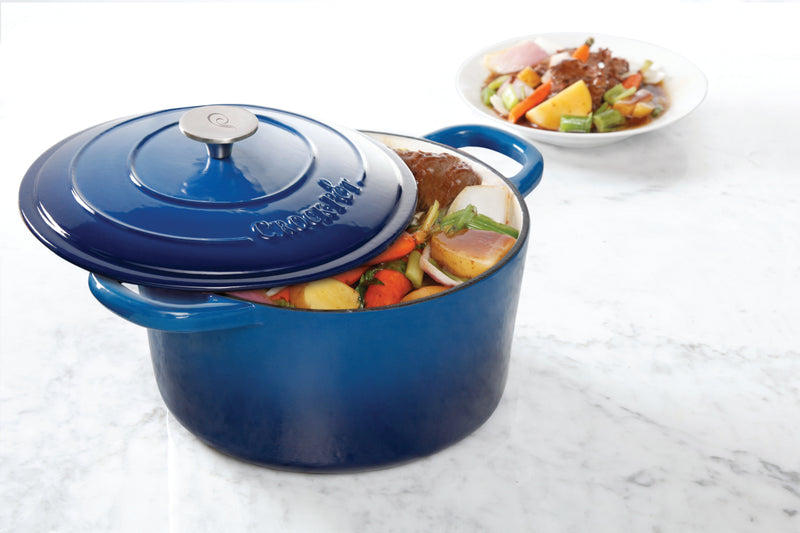 Crock-Pot Artisan 7qt Enamel Cast Iron Dutch Oven w/ Lid - Gift Box - Scarlet Red / Slate Grey / Sapphire Blue