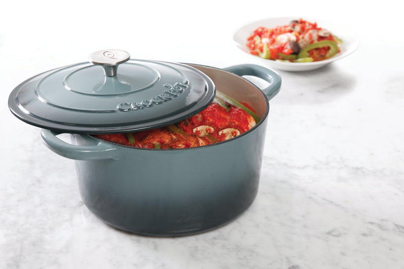 Crock-Pot Artisan 7qt Enamel Cast Iron Dutch Oven w/ Lid - Gift Box - Scarlet Red / Slate Grey / Sapphire Blue