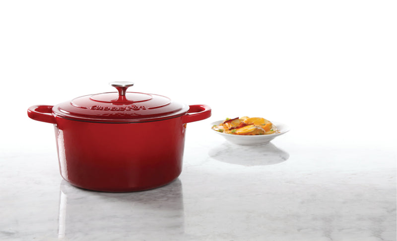 Crock-Pot Artisan 7qt Enamel Cast Iron Dutch Oven w/ Lid - Gift Box - Scarlet Red / Slate Grey / Sapphire Blue
