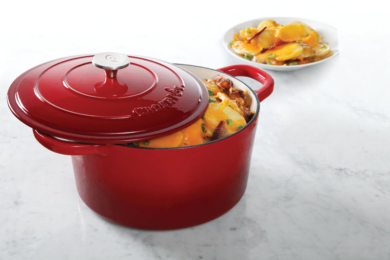 Crock-Pot Artisan 7qt Enamel Cast Iron Dutch Oven w/ Lid - Gift Box - Scarlet Red / Slate Grey / Sapphire Blue