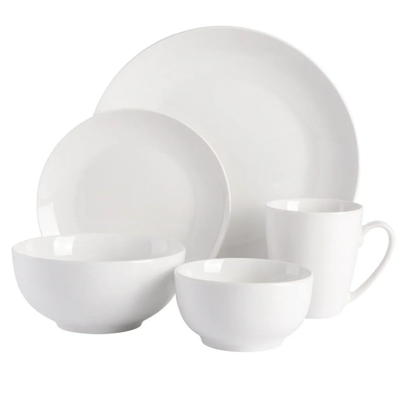 Gibson Home Ogalla 30pc Dinnerware Set - Coupe Shape - White - Fine Ceramic - Gift Box
