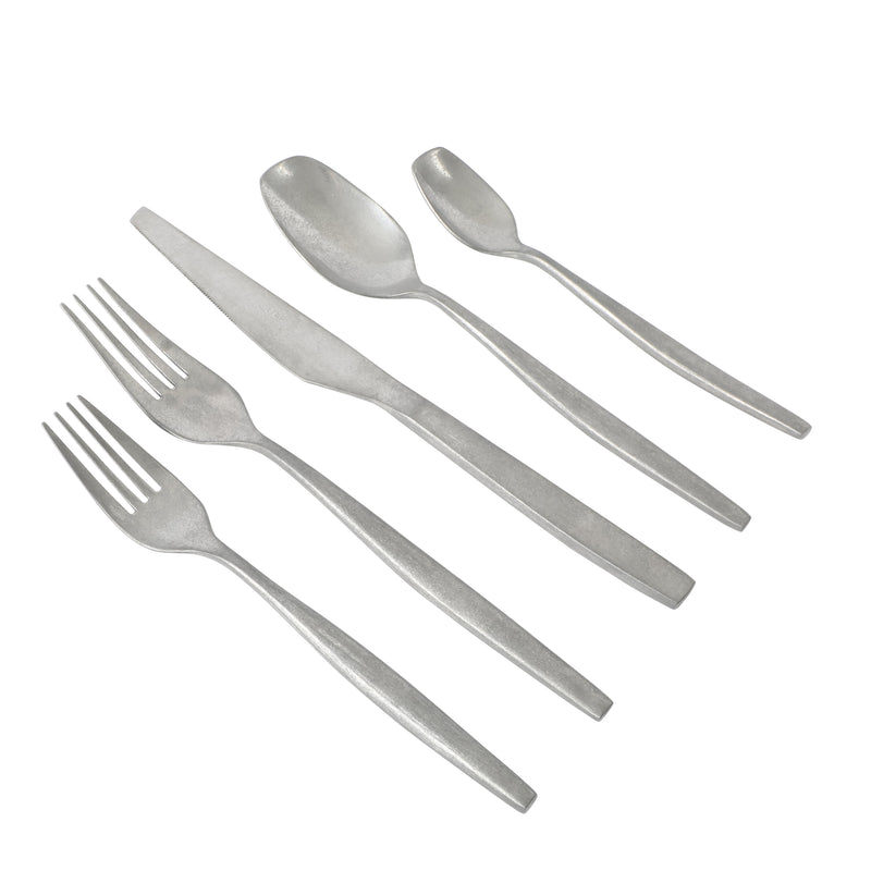 Bloomhouse 20pc Stainless Steel Flatware Set w/ Wooden Caddy - Stone Washed - Gift Box