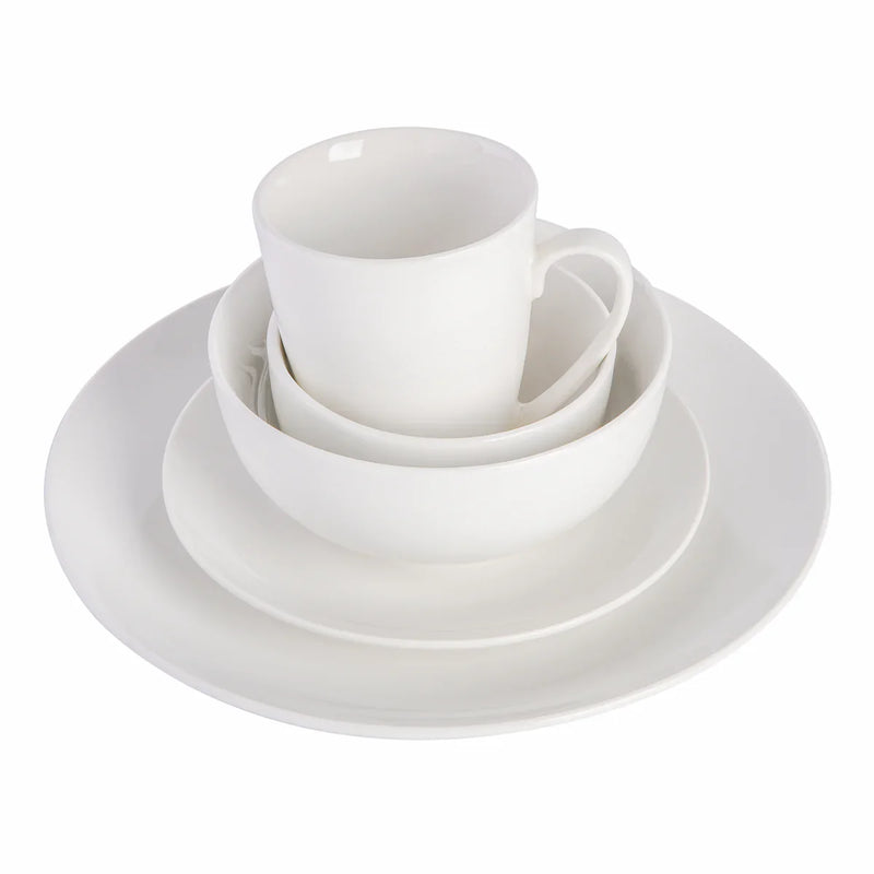 Gibson Home Ogalla 30pc Dinnerware Set - Coupe Shape - White - Fine Ceramic - Gift Box