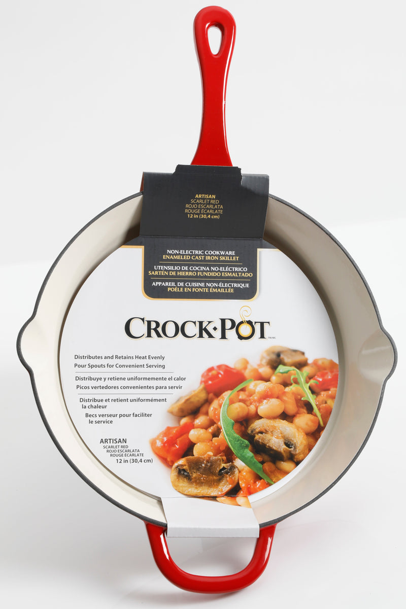 Crock-Pot Artisan 12" Enamel Cast Iron Skillet- Round - Color Sleeve