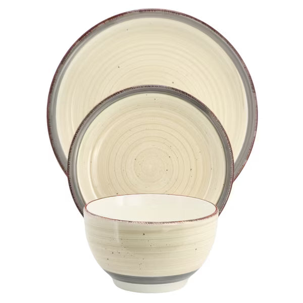 Gibson Home Holcomb 12pc Dinnerware Set - Hand Painted - Durastone - Gift Box