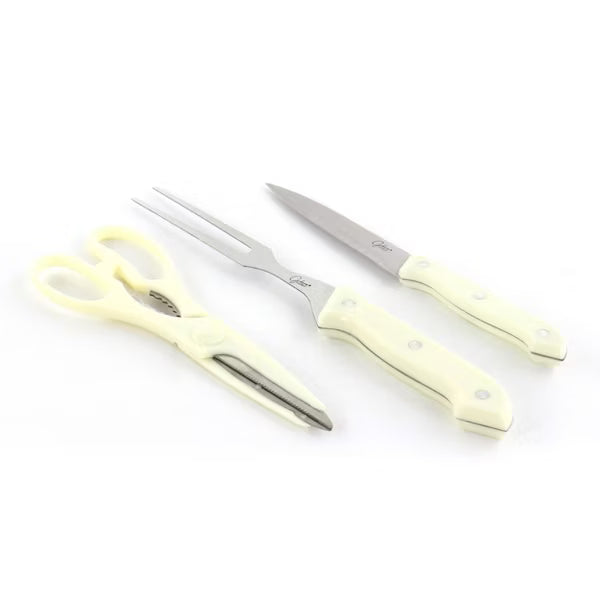 Gibson Home Wildcraft 10pc Stainless Steel Cutlery w/ Wood Cutting Board Set - Full Tang Riveted PP Handle - Clam Pack