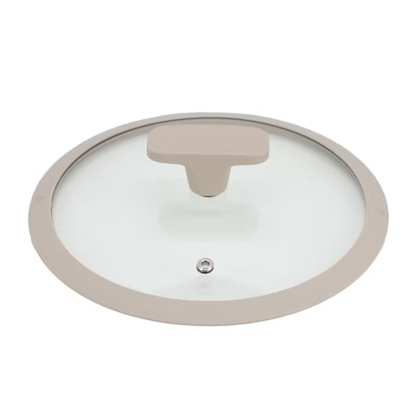 Oster Ambrose Forged 3qt Aluminum Saucepan w/ Silicone Rim - Glass Lid - Taupe - Nonstick - Induction Base - Soft Touch Handle - Color Sleeve