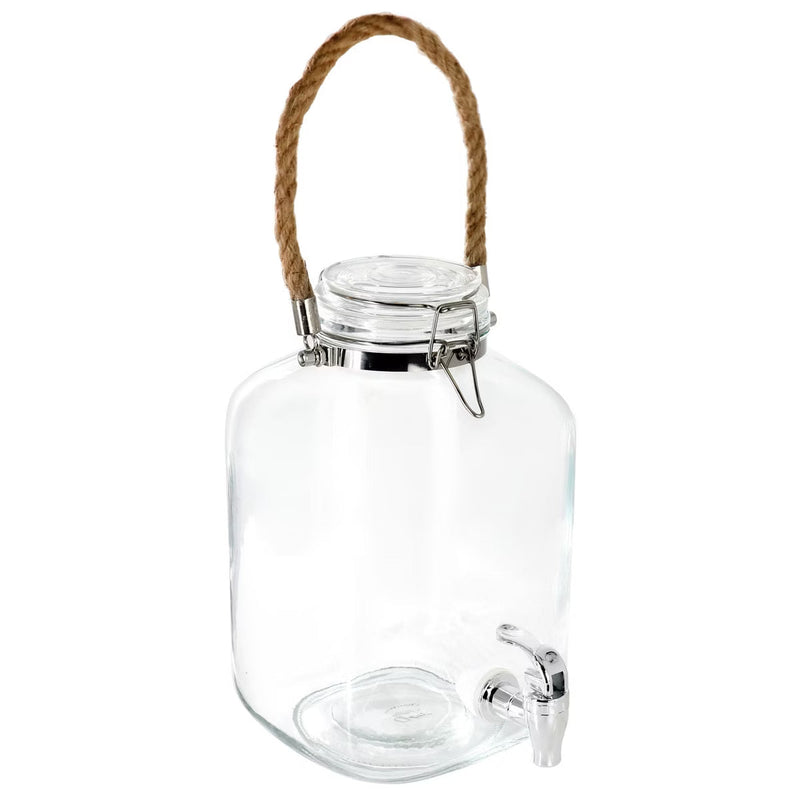 Gibson Home Ferris 1.3 Gallon Glass Drink Dispenser w/ Rope Handle - Clear - Gift Box