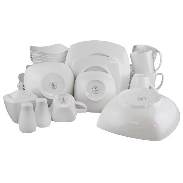 Gibson Home Hagen 30pc Dinnerware Set - Service for 6 - White - Square - Fine Ceramic - Gift Box