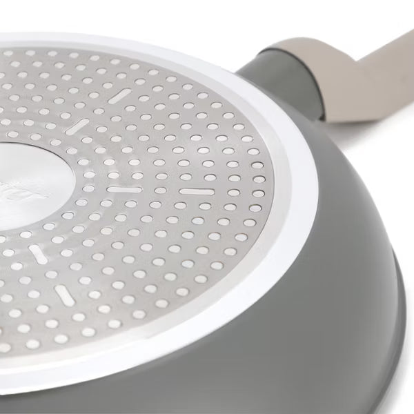 Oster Ambrose Forged 12" Aluminum Frying Pan - Taupe - Nonstick - Induction Base - Soft Touch Handle - Color Sleeve