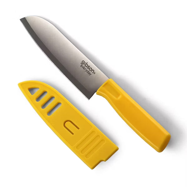 Gibson Home Grantville 6" Stainless Steel Santoku Knife w/ Sheath - 4 Assorted Colors - PVC Tube