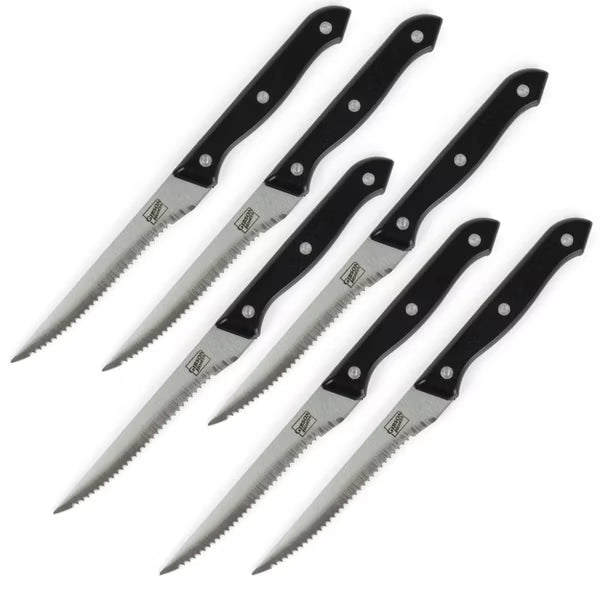 Gibson Home Wildcraft 15pc Stainless Steel Cutlery Set w/ Wood Cutting Board Set - Full Tang Riveted PP Handle - Clam Pack