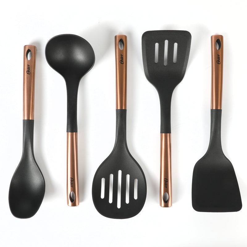 Oster Baldwyn 5pc Nylon Kitchen Tools - Rose Gold Stainless Steel Handle - Gift Box