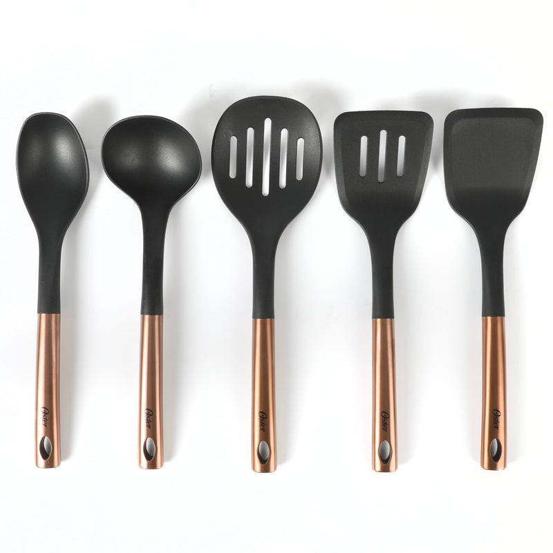 Oster Baldwyn 5pc Nylon Kitchen Tools - Rose Gold Stainless Steel Handle - Gift Box
